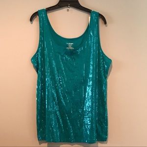 Lane Bryant Teal Sequin Shimmer Tank 14/16 1X